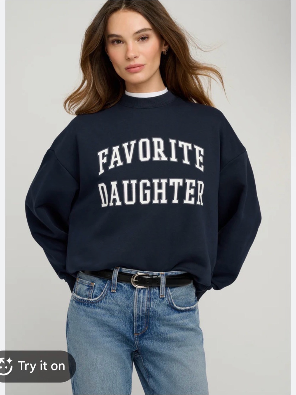 Favorite Daughter THE COLLEGIATE SWEATSHIRT size small navy and white